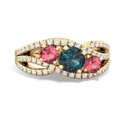 Alexandrite Three Stone Aurora 14K Yellow Gold ring R3080