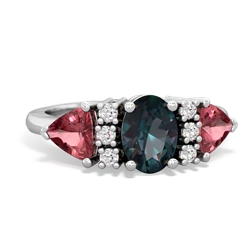 Alexandrite Antique Style Three Stone 14K White Gold ring R2186