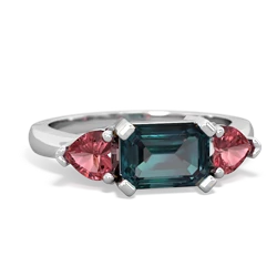 Alexandrite Three Stone 14K White Gold ring R5235