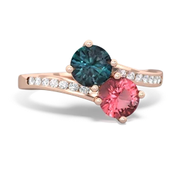 Alexandrite Channel Set Two Stone 14K Rose Gold ring R5303