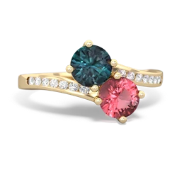 Alexandrite Channel Set Two Stone 14K Yellow Gold ring R5303