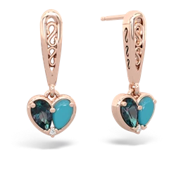 Alexandrite Filligree Heart 14K Rose Gold earrings E5070