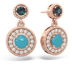 Alexandrite Halo Dangle 14K Rose Gold earrings E5319