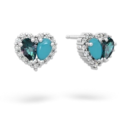 Alexandrite Halo 14K White Gold earrings E7008