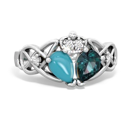 Alexandrite 'One Heart' Celtic Knot Claddagh 14K White Gold ring R5322