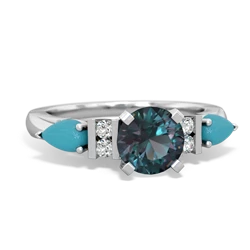 Alexandrite 6Mm Round Eternal Embrace Engagement 14K White Gold ring R2005