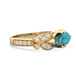 Alexandrite Diamond Butterflies 14K Yellow Gold ring R5601