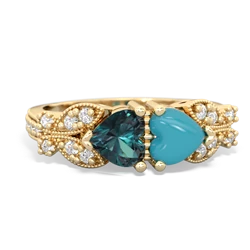 Alexandrite Diamond Butterflies 14K Yellow Gold ring R5601