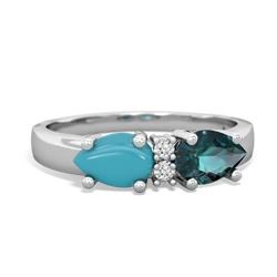 Alexandrite Pear Bowtie 14K White Gold ring R0865