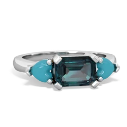 Alexandrite Three Stone 14K White Gold ring R5235