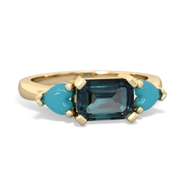 Alexandrite Three Stone 14K Yellow Gold ring R5235