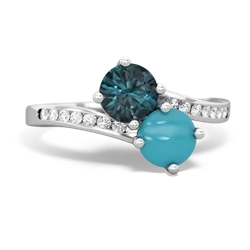 Alexandrite Channel Set Two Stone 14K White Gold ring R5303