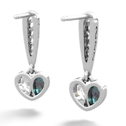 Alexandrite Filligree Heart 14K White Gold earrings E5070