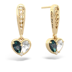 Alexandrite Filligree Heart 14K Yellow Gold earrings E5070