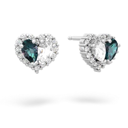 Alexandrite Halo 14K White Gold earrings E7008