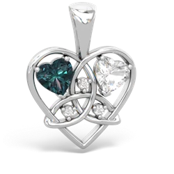 Alexandrite Celtic Trinity Heart 14K White Gold pendant P5331