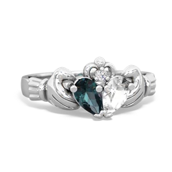 Alexandrite 'Our Heart' Claddagh 14K White Gold ring R2388