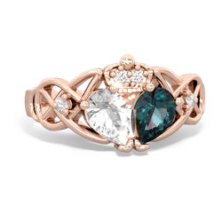 Alexandrite 'One Heart' Celtic Knot Claddagh 14K Rose Gold ring R5322