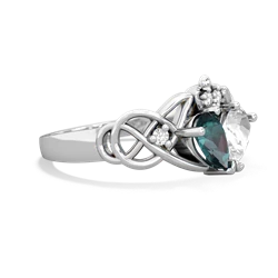 Alexandrite 'One Heart' Celtic Knot Claddagh 14K White Gold ring R5322