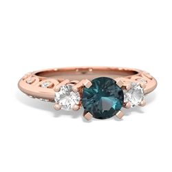 Alexandrite Art Deco Eternal Embrace Engagement 14K Rose Gold ring C2003