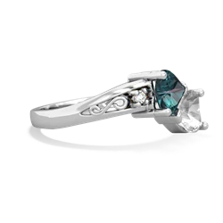 Alexandrite Snuggling Hearts 14K White Gold ring R2178