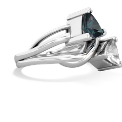 Alexandrite Split Band Swirl 14K White Gold ring R2341