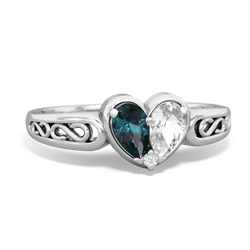 Alexandrite Filligree 'One Heart' 14K White Gold ring R5070