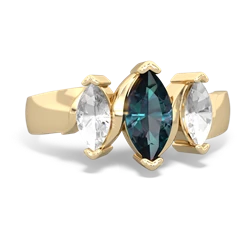 Alexandrite Three Peeks 14K Yellow Gold ring R2433