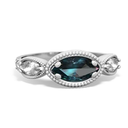 Alexandrite Milgrain Marquise 14K White Gold ring R5700