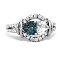 Alexandrite Art-Deco Keepsake 14K White Gold ring R5630