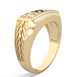 Alexandrite Three Stone Tire Tread Men's 14K Yellow Gold ring R0520