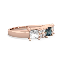 Alexandrite Three Stone Diamond Cluster 14K Rose Gold ring R2592