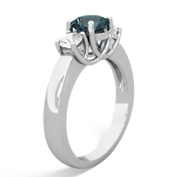 Alexandrite Three Stone Round Trellis 14K White Gold ring R4018