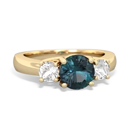 Alexandrite Three Stone Round Trellis 14K Yellow Gold ring R4018