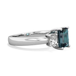 Alexandrite Three Stone Emerald-Cut Trellis 14K White Gold ring R4021