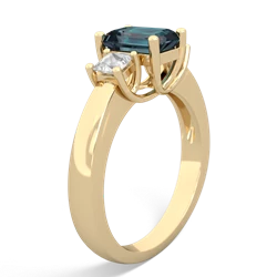 Alexandrite Three Stone Emerald-Cut Trellis 14K Yellow Gold ring R4021