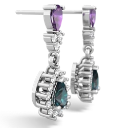 Amethyst Halo Pear Dangle 14K White Gold earrings E1882