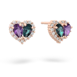 Amethyst Halo 14K Rose Gold earrings E7008