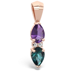 Amethyst Bowtie Drop 14K Rose Gold pendant P0865