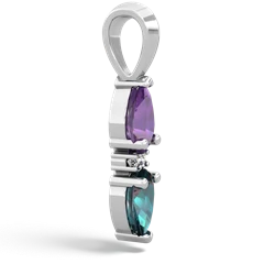 Amethyst Bowtie Drop 14K White Gold pendant P0865