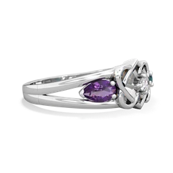 Amethyst Hearts Intertwined 14K White Gold ring R5880