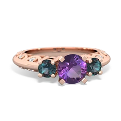 Amethyst Art Deco Eternal Embrace Engagement 14K Rose Gold ring C2003