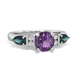 Amethyst 6Mm Round Eternal Embrace Engagement 14K White Gold ring R2005