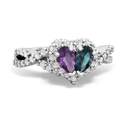 Amethyst Diamond Twist 'One Heart' 14K White Gold ring R2640HRT