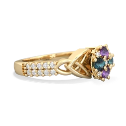 Amethyst Celtic Knot Cluster Engagement 14K Yellow Gold ring R26443RD