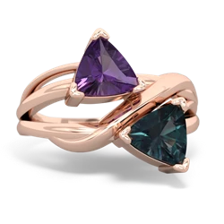 Amethyst Split Band Swirl 14K Rose Gold ring R2341