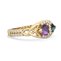 Amethyst Sparkling Celtic Knot 14K Yellow Gold ring R2645