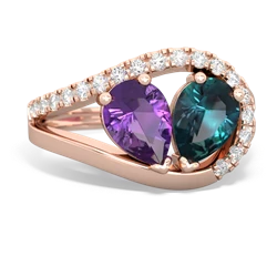 Amethyst Nestled Heart Keepsake 14K Rose Gold ring R5650