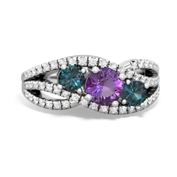 Amethyst Three Stone Aurora 14K White Gold ring R3080