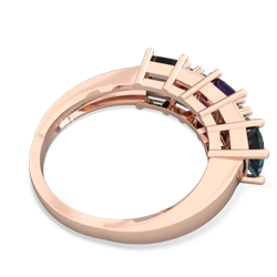 Amethyst Three Stone Diamond Cluster 14K Rose Gold ring R2592